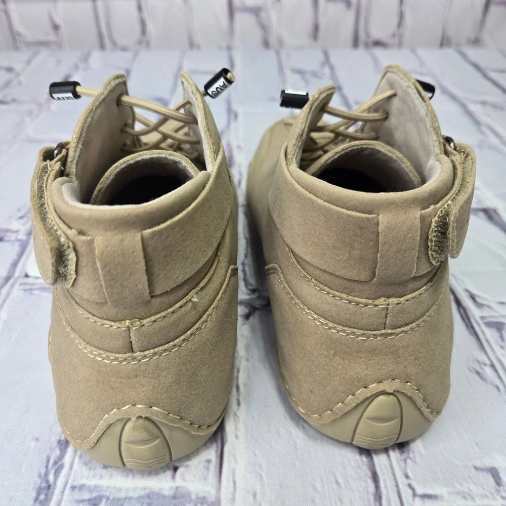 LDECK Tan Suede Mid Top Lace Up Boots Driving Shoes Casual Comfort Shoes Size 39